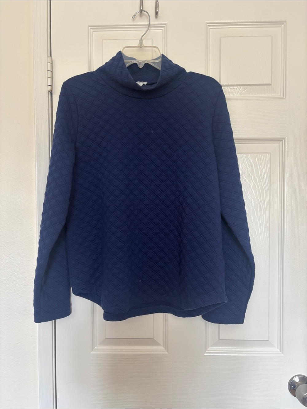 J. Crew Quilted Navy Mockneck Sweater
